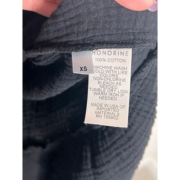 Honorine Giselle Cotton Gauze 3/4 Sleeve Tiered Mini Dress Black Women's Size XS - Picture 6 of 8